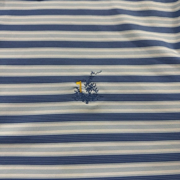 Peter Millar Polo Shirt Men's Large Blue Stripe Summer Comfort Performance - Picture 4 of 8